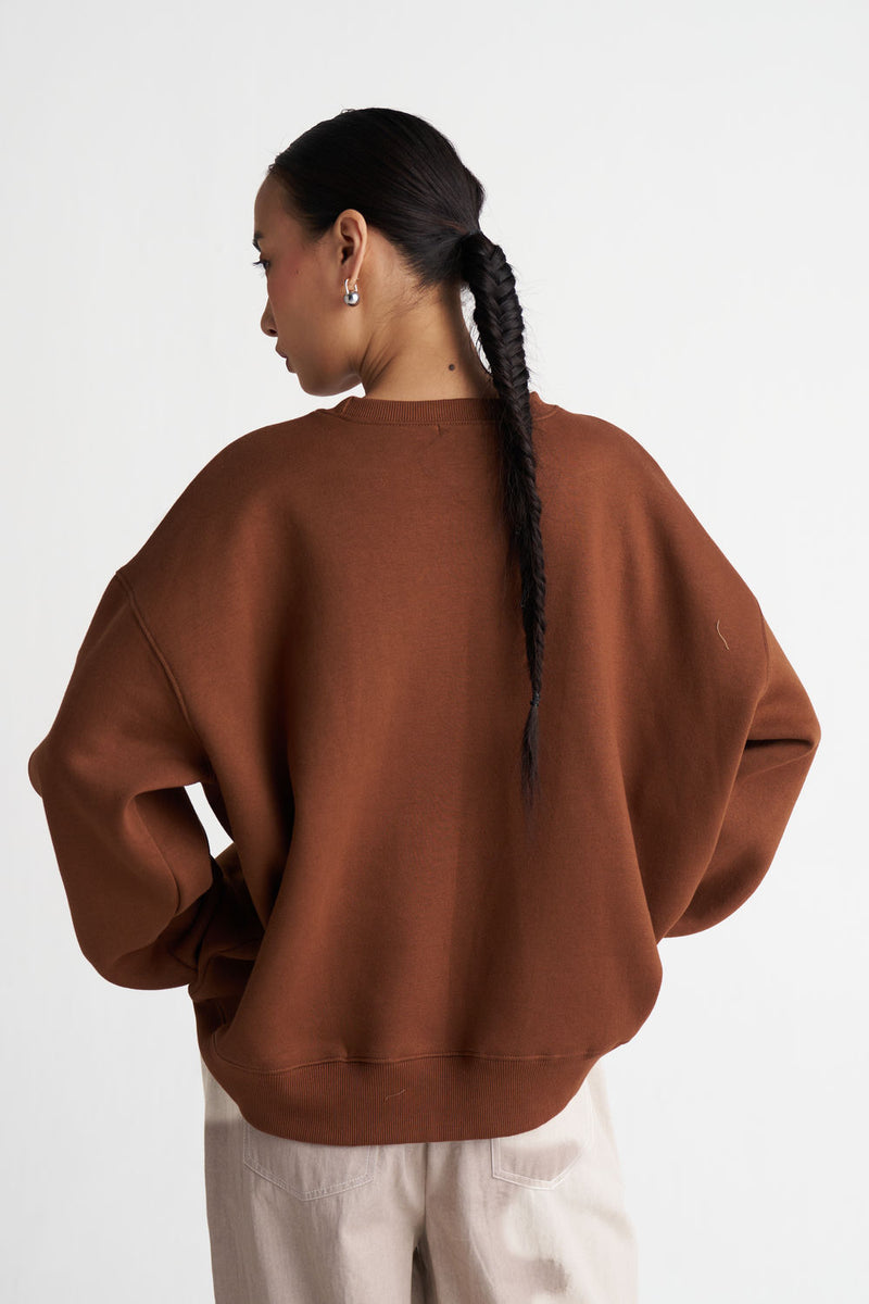 Heart Emb. Jumper Co-Ord (Set Of 2)-Chocolate Brown cotton fleece co-ord set by THREE in brown, grey for women Worldwide