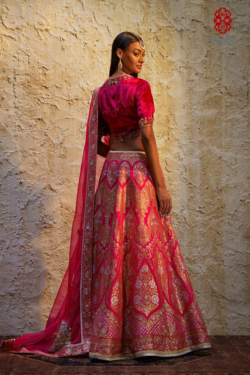 Amira velvet koti by Mallika Mathur in pink color for women Worldwide