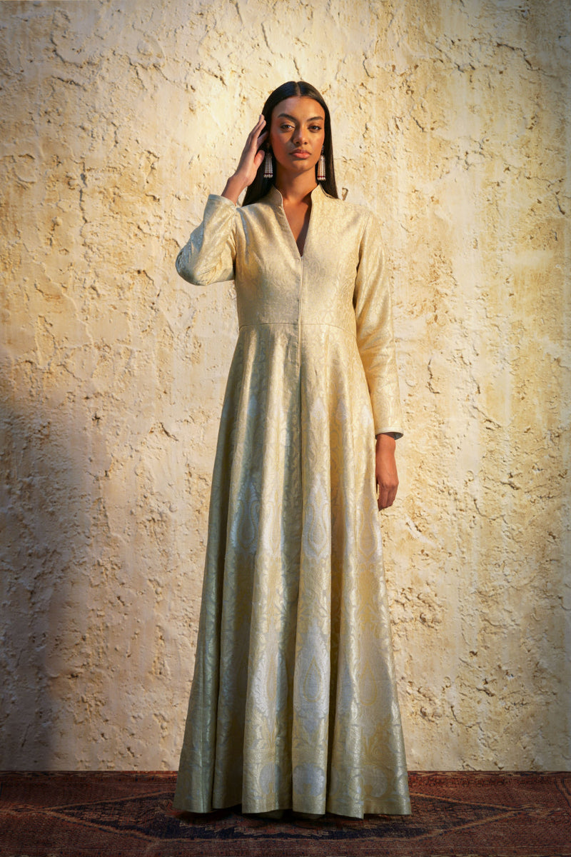 Parisa Anarkali-Natural tissue by Mallika Mathur in natural color for women Worldwide
