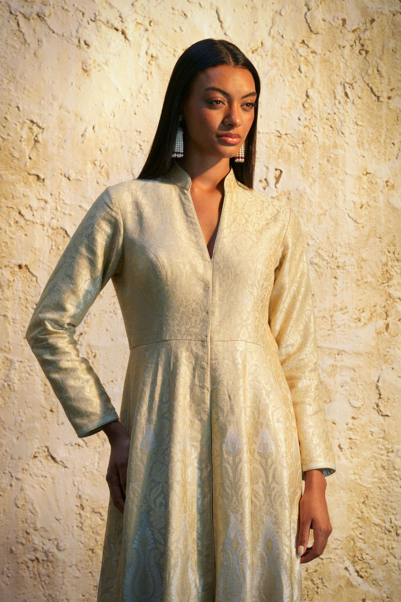 Parisa Anarkali-Natural tissue by Mallika Mathur in natural color for women Worldwide