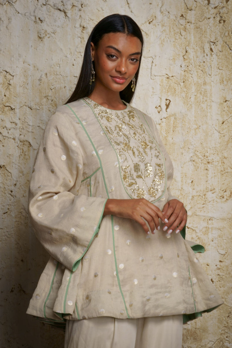 Rihanna natural munga tissue tunic tissue by Mallika Mathur in natural color for women Worldwide