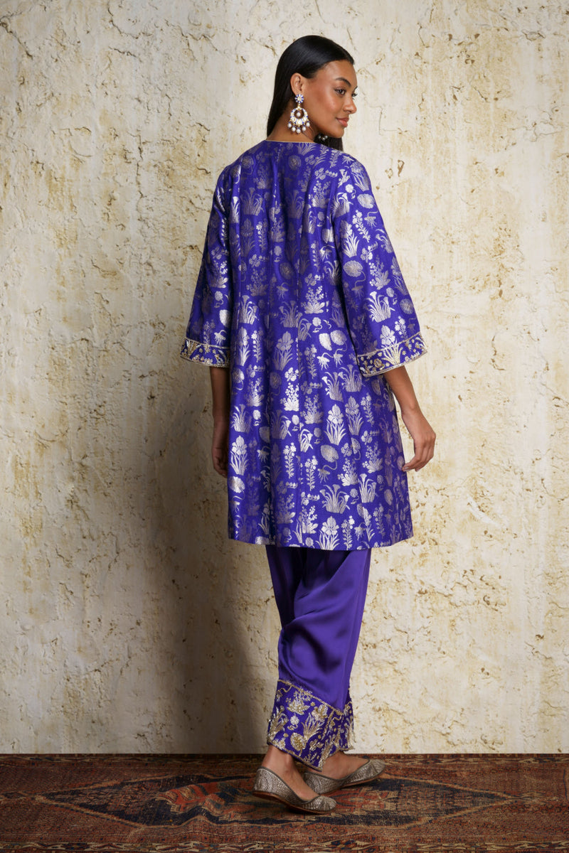 Shira Anarkali-Purple silk by Mallika Mathur in purple color for women Worldwide