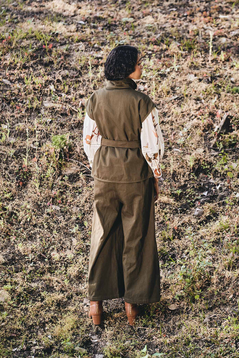 Forest Canopy Pants twill by Khara Kapas in green for women Worldwide