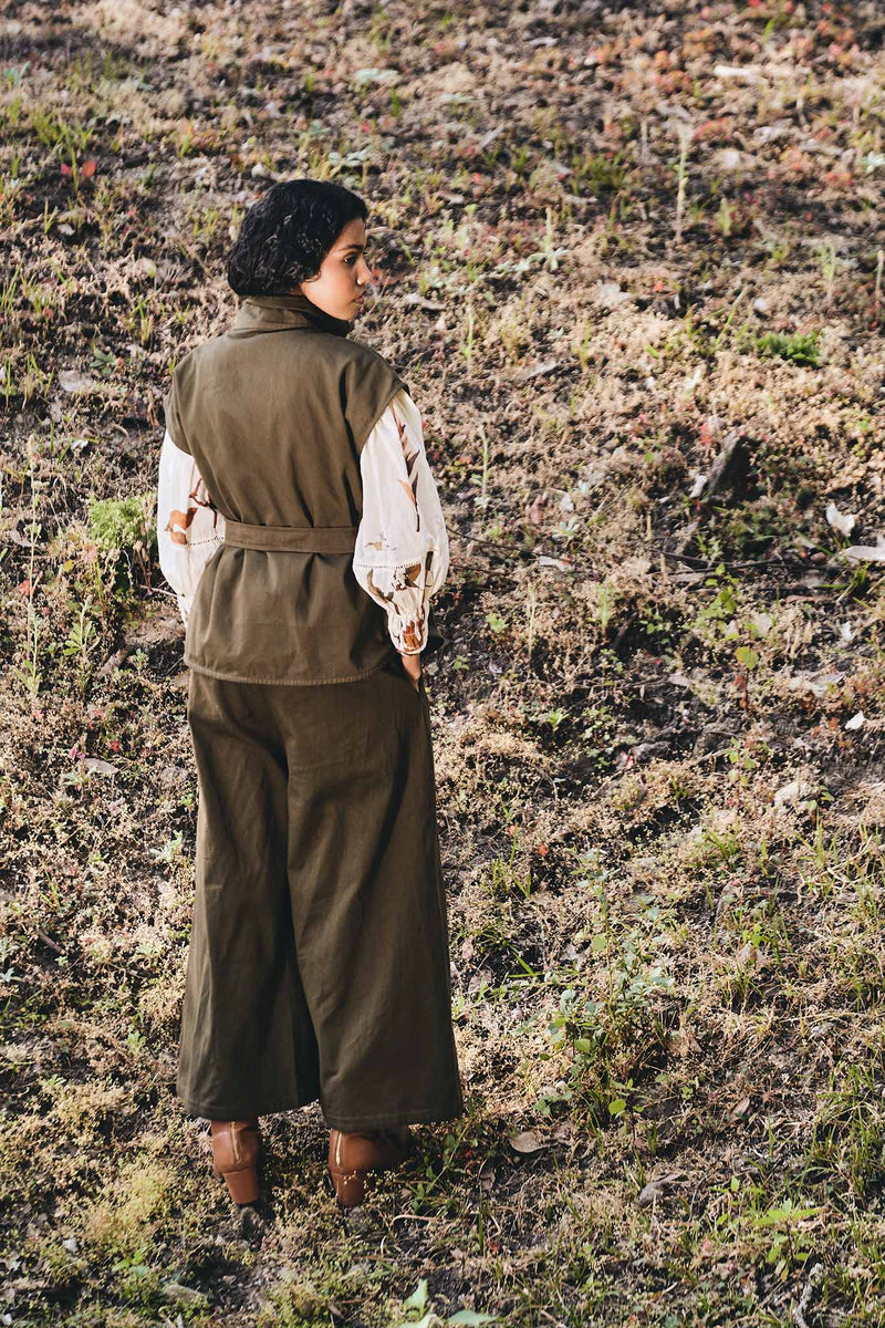 Forest Canopy Pants twill by Khara Kapas in green for women Worldwide