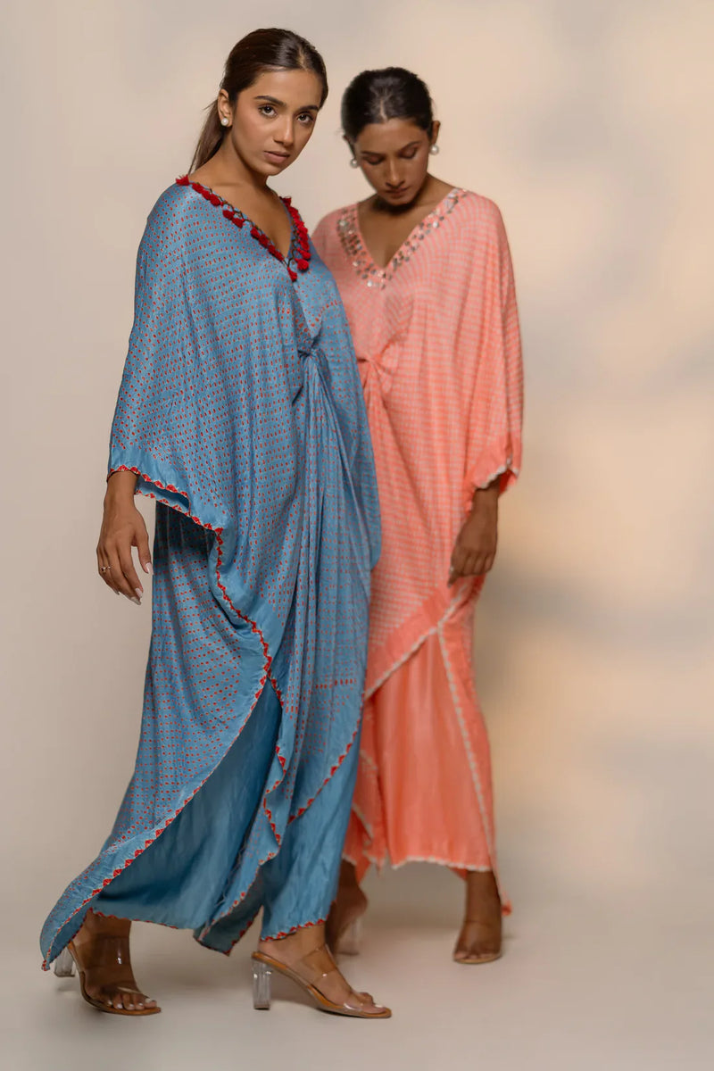 SAKURA SET-sky blue silk by Dyelogue in blue color for women Worldwide