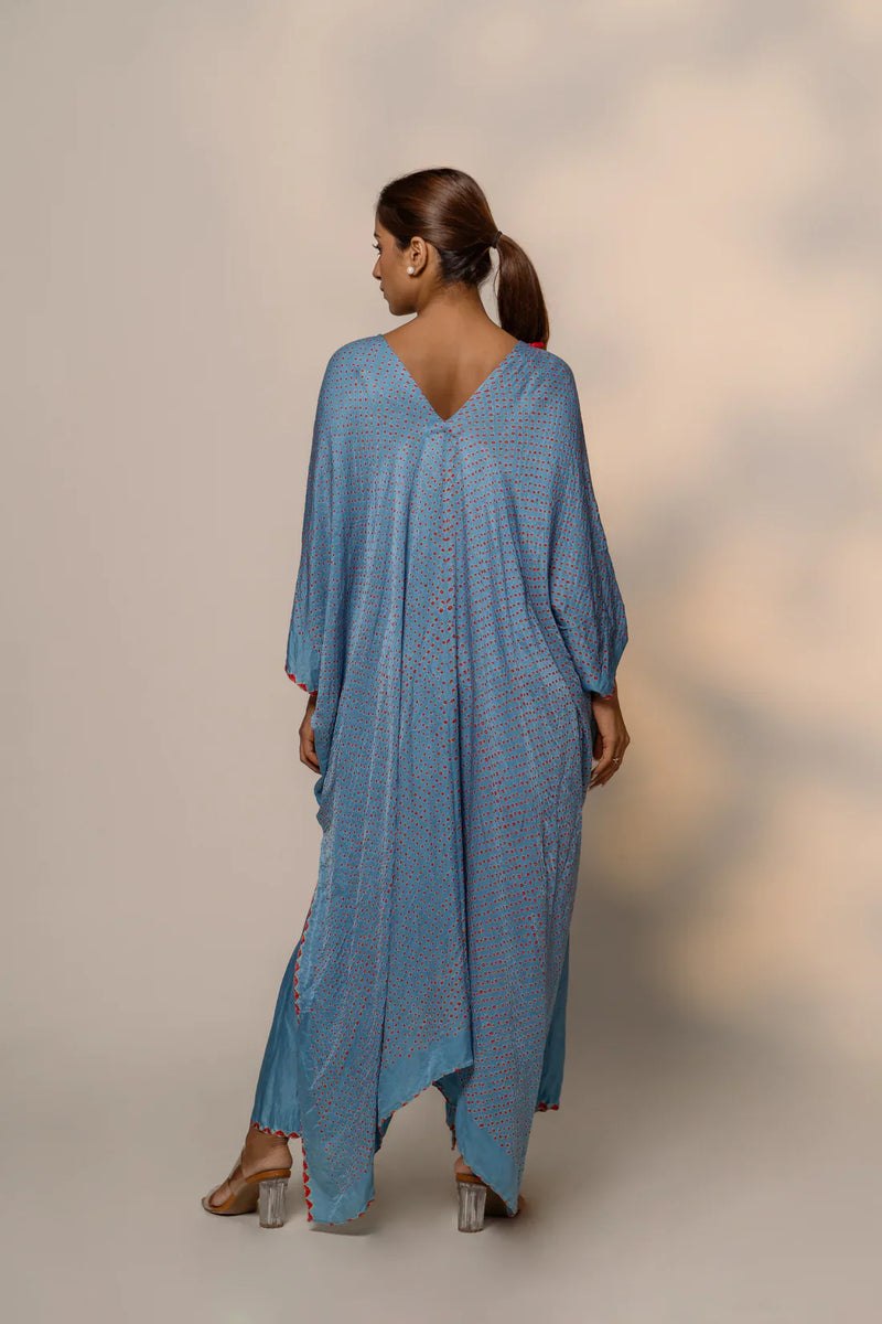 SAKURA SET-sky blue silk by Dyelogue in blue color for women Worldwide