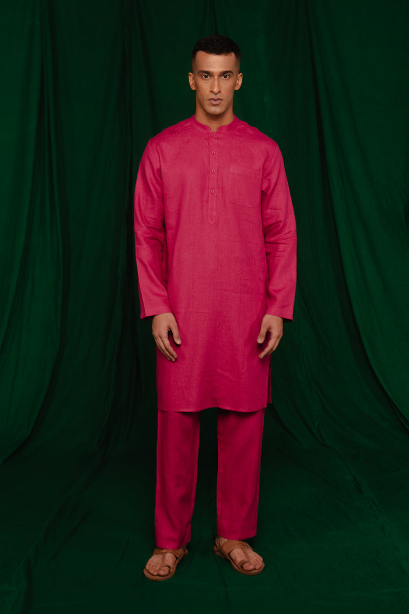 Rani Linen Kurta Set by Saphed Men for men Worldwide