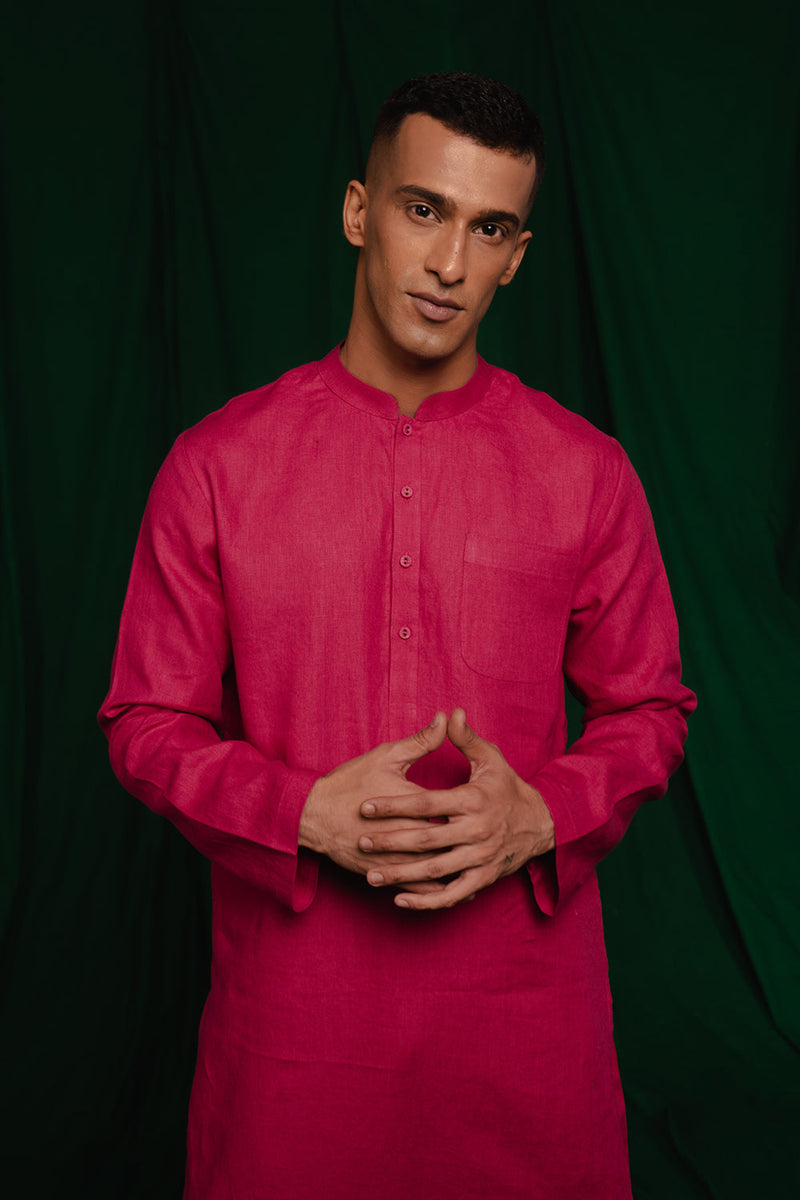 Rani Linen Kurta Set by Saphed Men for men Worldwide