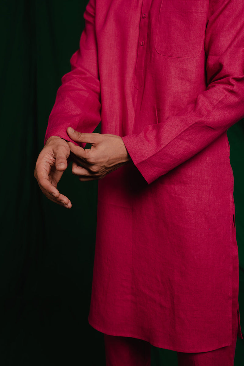 Rani Linen Kurta Set by Saphed Men for men Worldwide