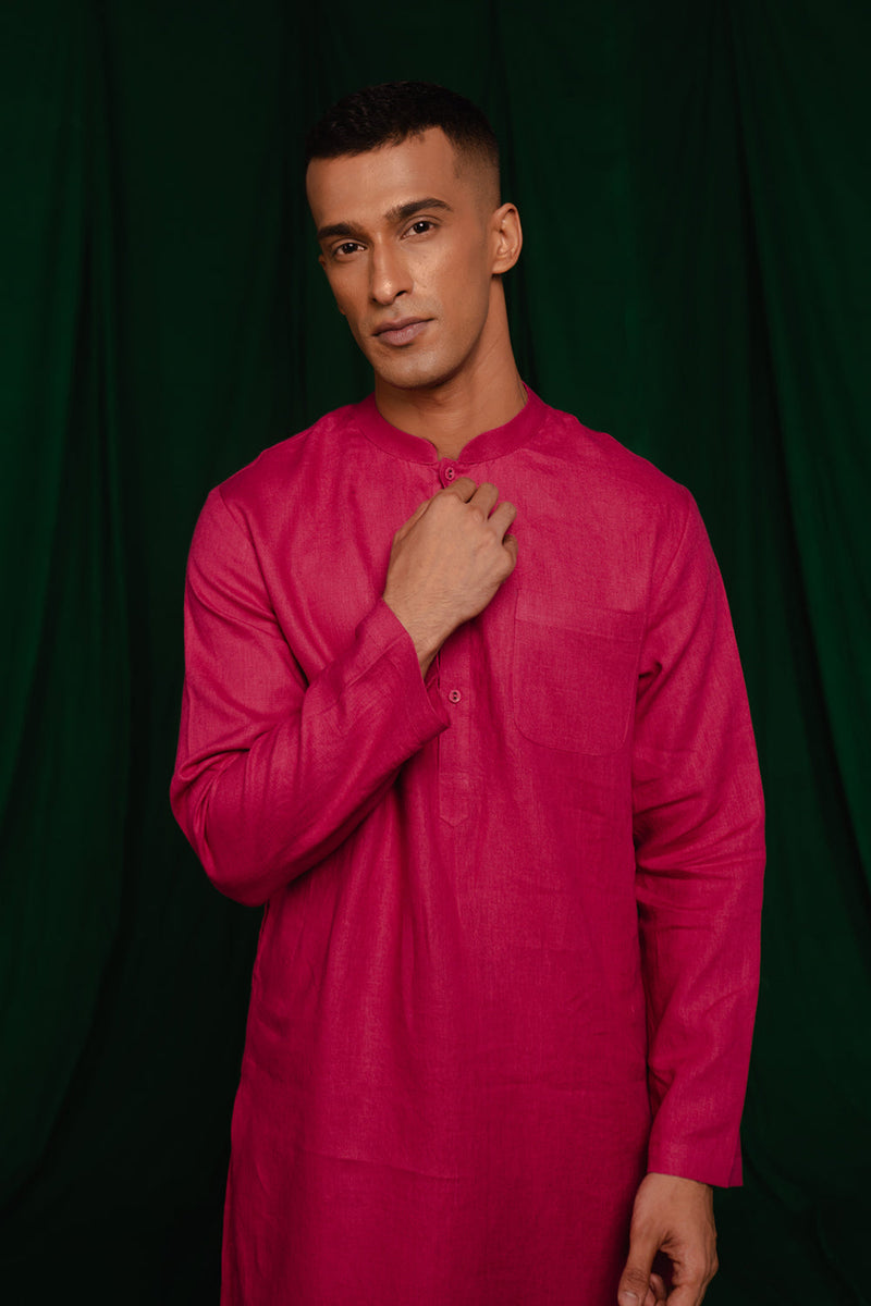 Rani Linen Kurta Set by Saphed Men for men Worldwide
