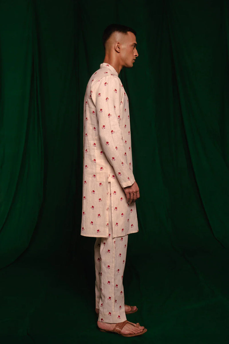 Wildflower Linen Kurta Set by Saphed Men for men Worldwide