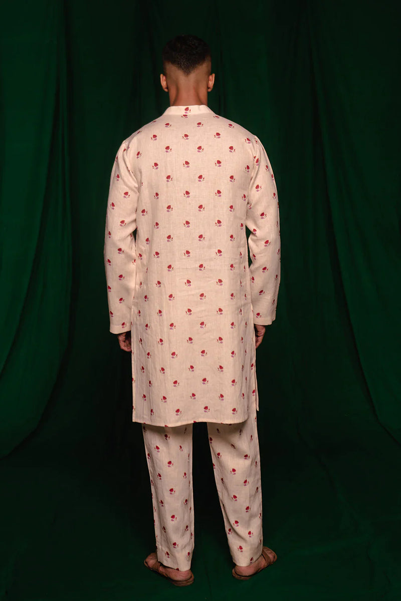 Wildflower Linen Kurta Set by Saphed Men for men Worldwide