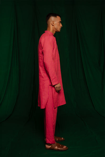 Coral Linen Kurta Set