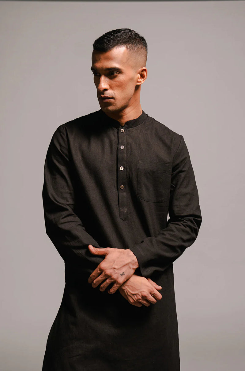Carbon Co-Linen Kurta Set linen by Saphed Men for men Worldwide