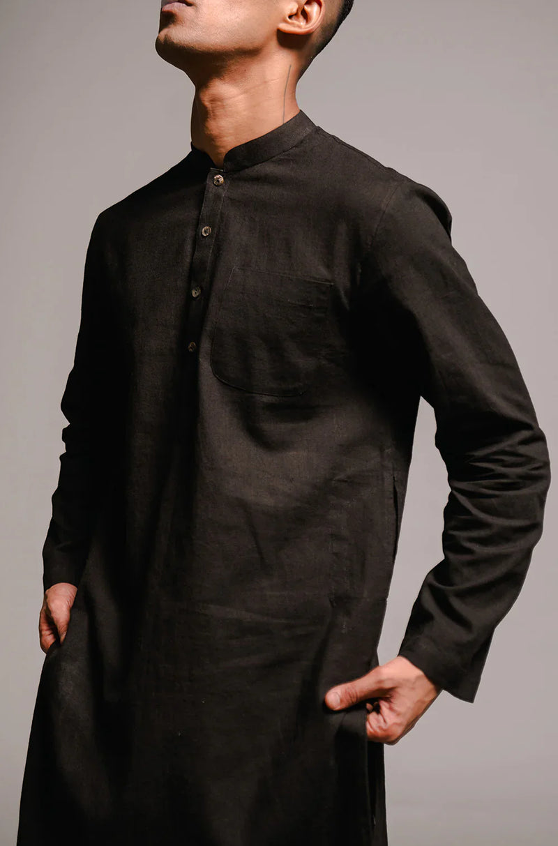 Carbon Co-Linen Kurta Set linen by Saphed Men for men Worldwide