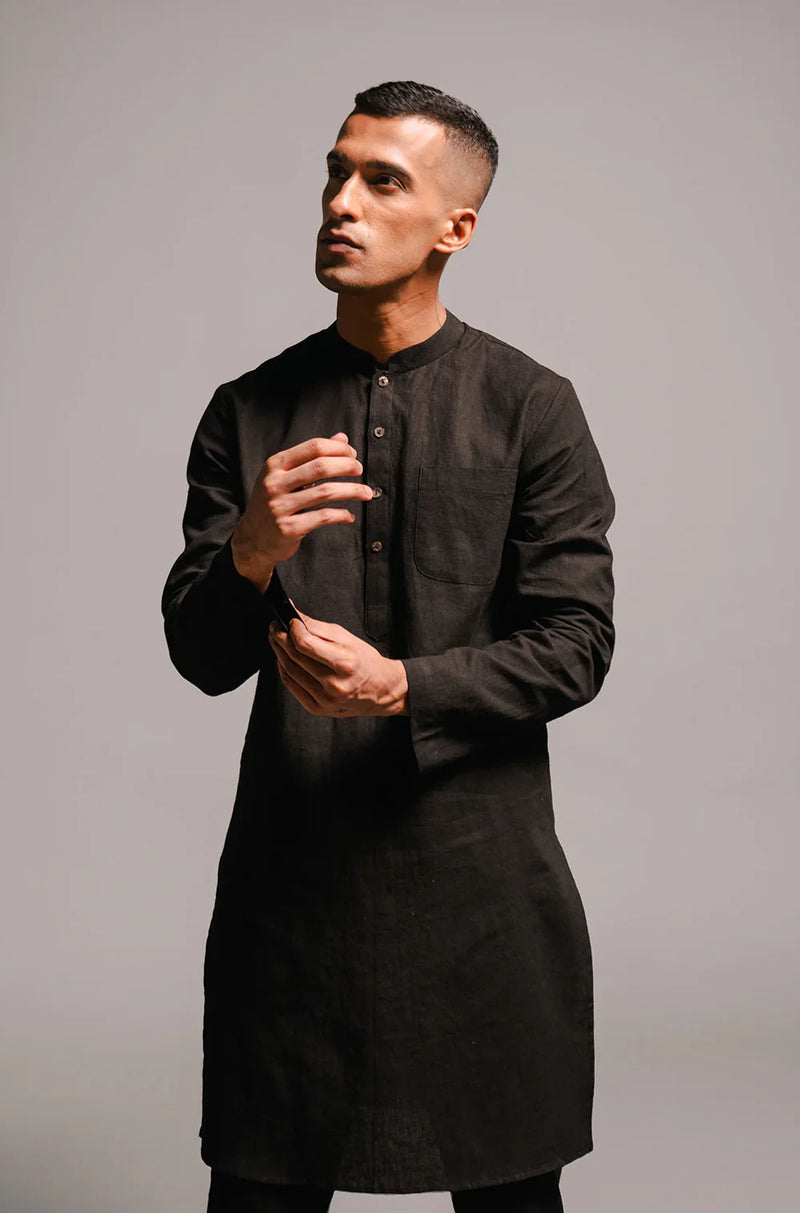 Carbon Co-Linen Kurta Set linen by Saphed Men for men Worldwide