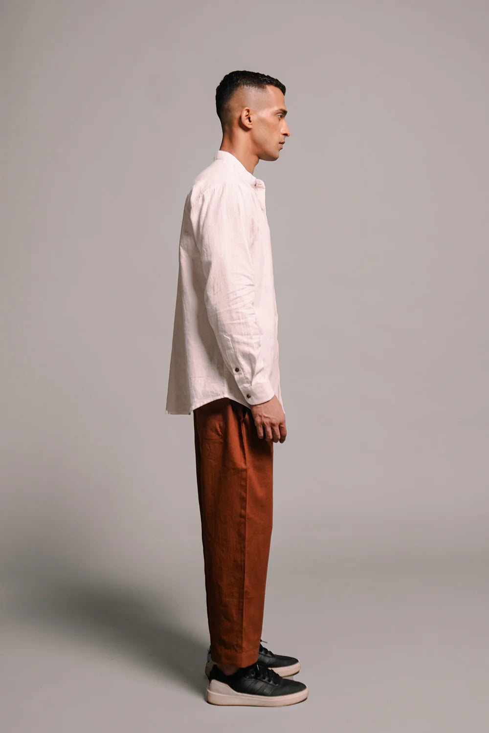 Vanilla Co-linen Band Collar Shirt