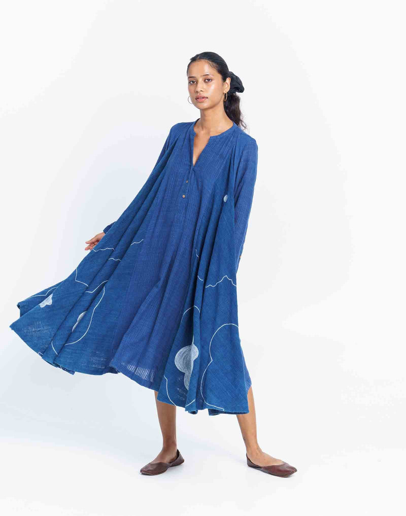 Before the rain - Blue Dress by World of Crow in blue color for women Worldwide