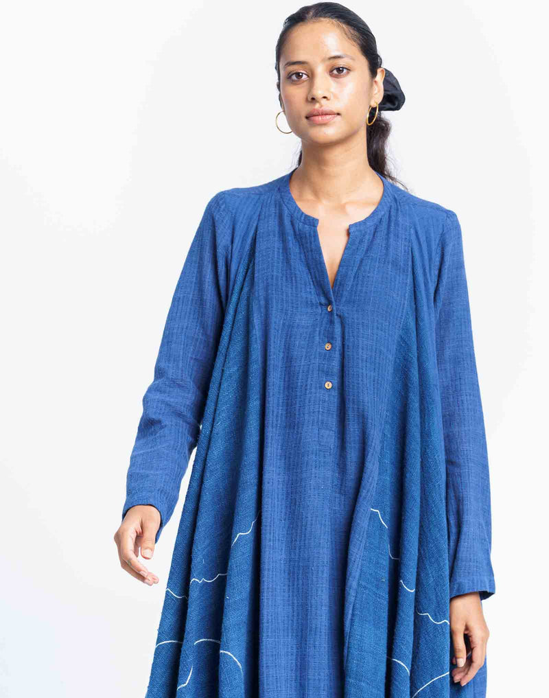 Before the rain - Blue Dress by World of Crow in blue color for women Worldwide