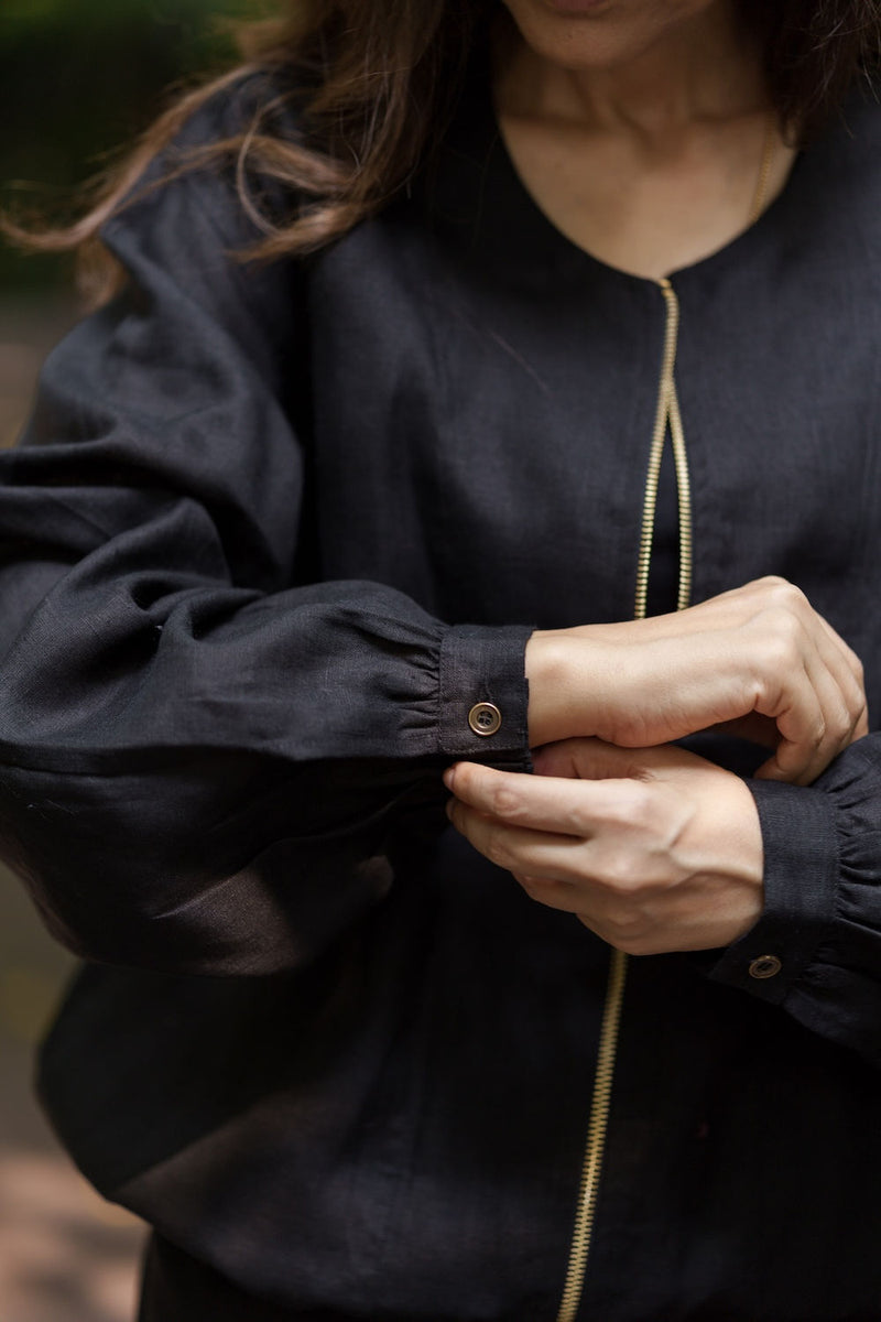 Koi Bomber linen by Zanzibar Living in black for women Worldwide