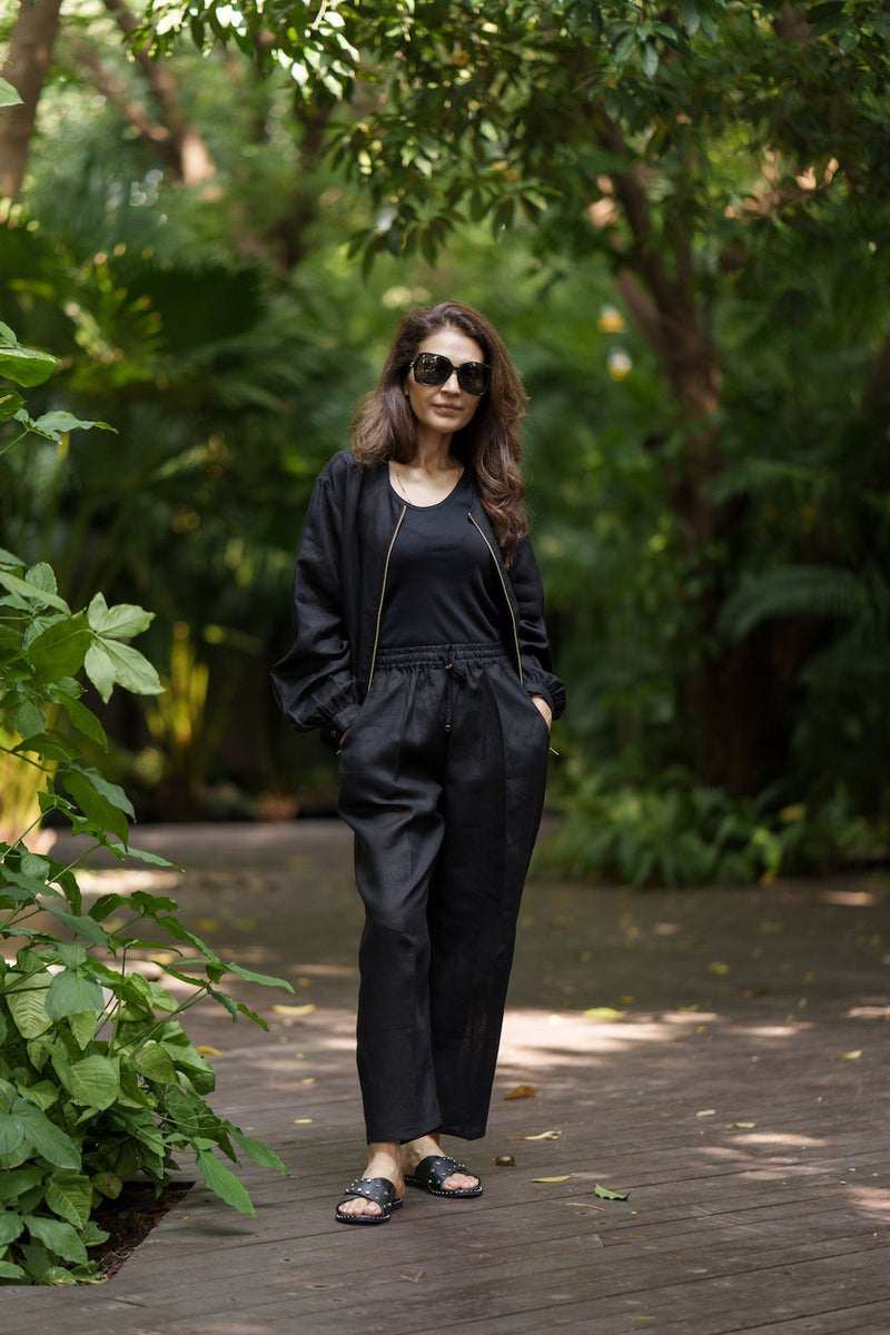 Koi Bomber linen by Zanzibar Living in black for women Worldwide