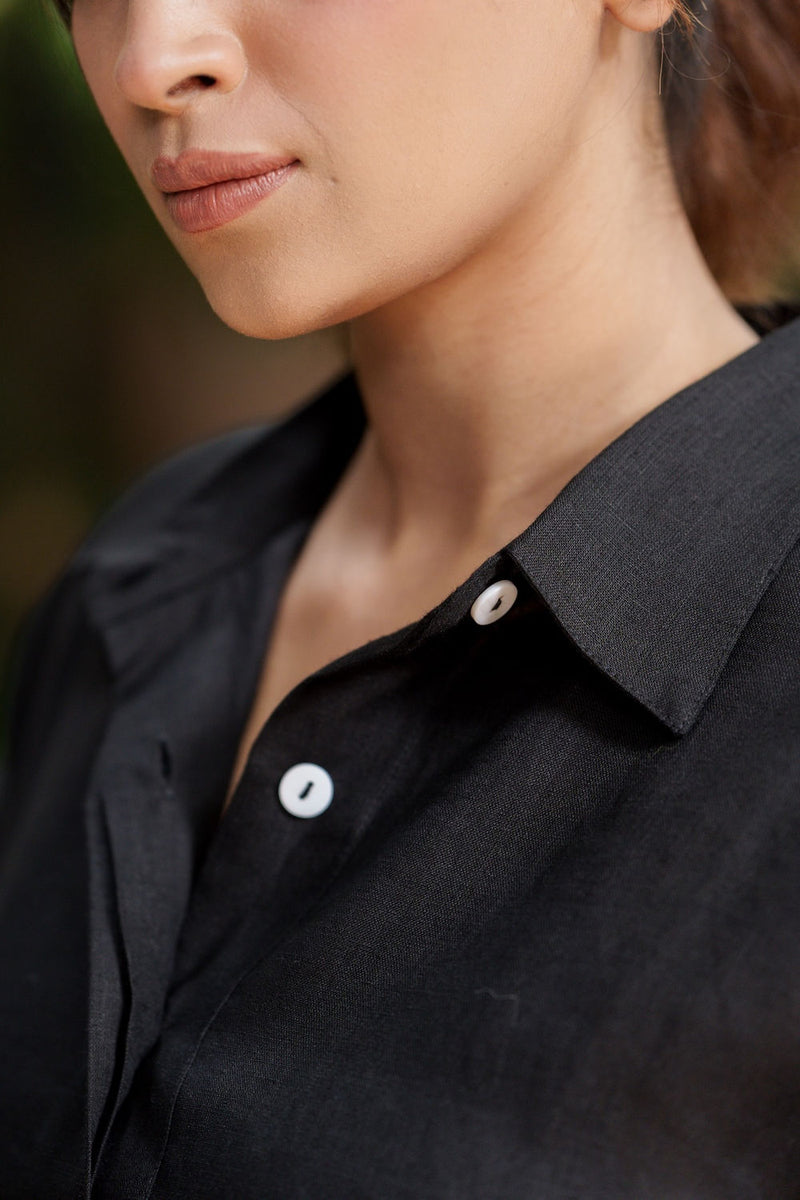 Seahorse Black-Dress linen by Zanzibar Living in black for women Worldwide