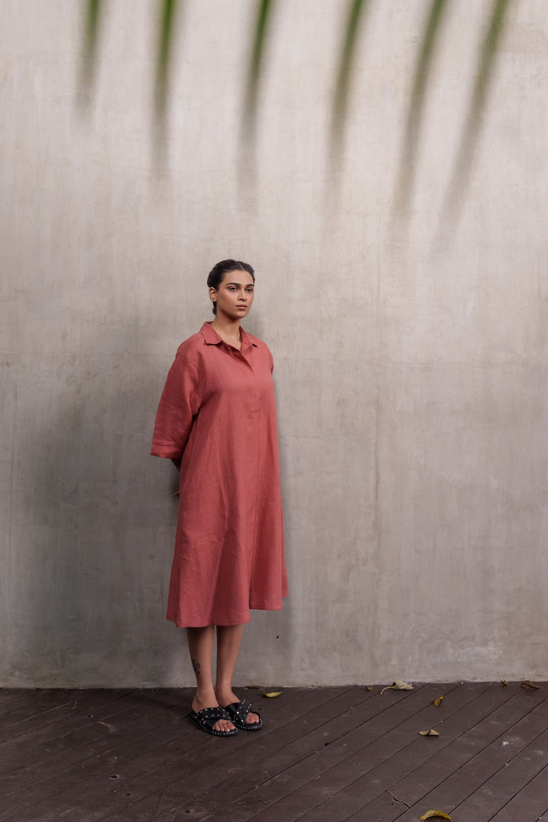 Seahorse Sienna-Dress linen by Zanzibar Living in orange, sienna for women Worldwide