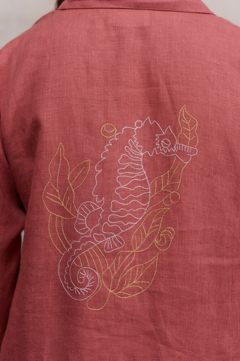 Seahorse Sienna-Dress linen by Zanzibar Living in orange, sienna for women Worldwide