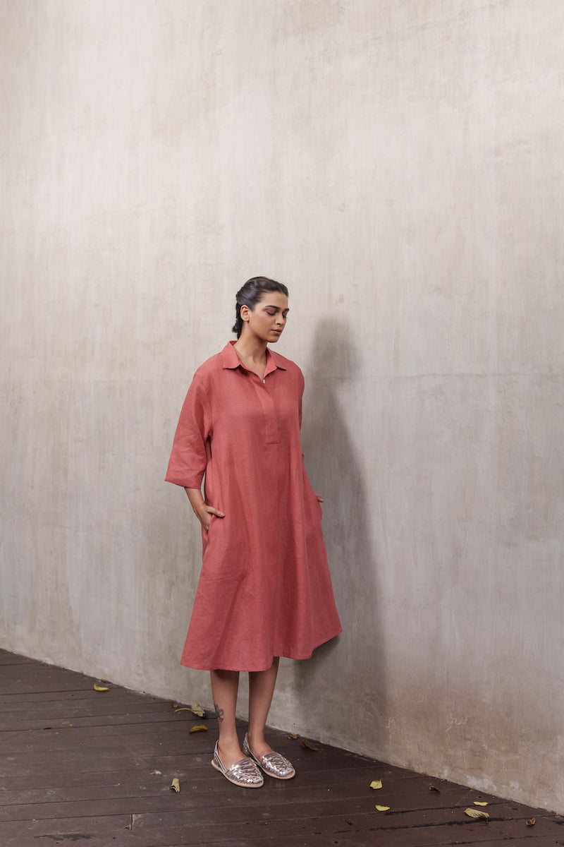 Seahorse Sienna-Dress linen by Zanzibar Living in orange, sienna for women Worldwide