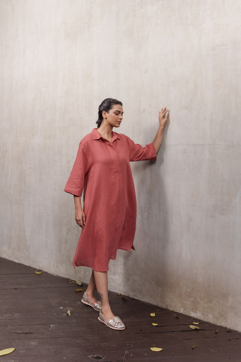 Seahorse Sienna-Dress linen by Zanzibar Living in orange, sienna for women Worldwide