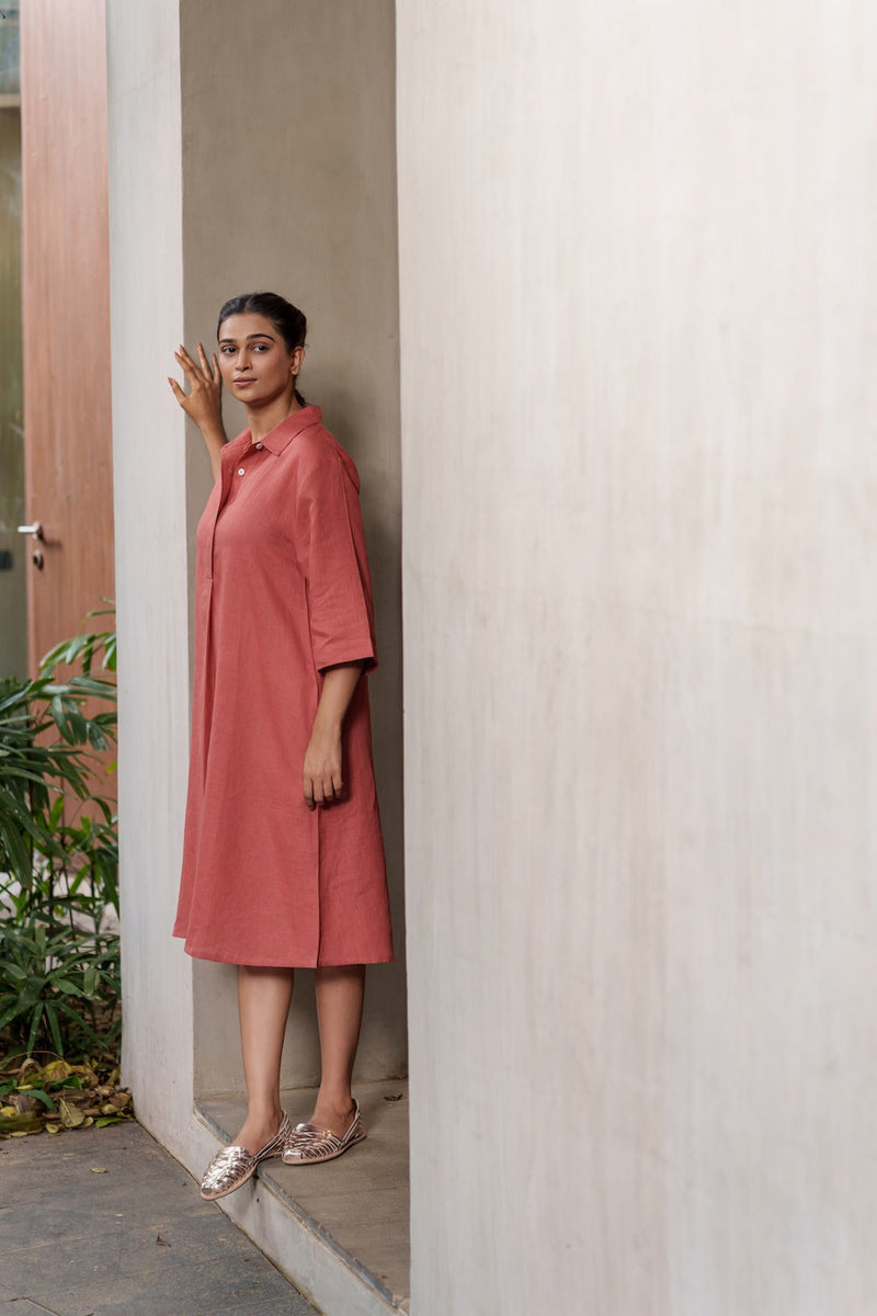 Seahorse Sienna-Dress linen by Zanzibar Living in orange, sienna for women Worldwide