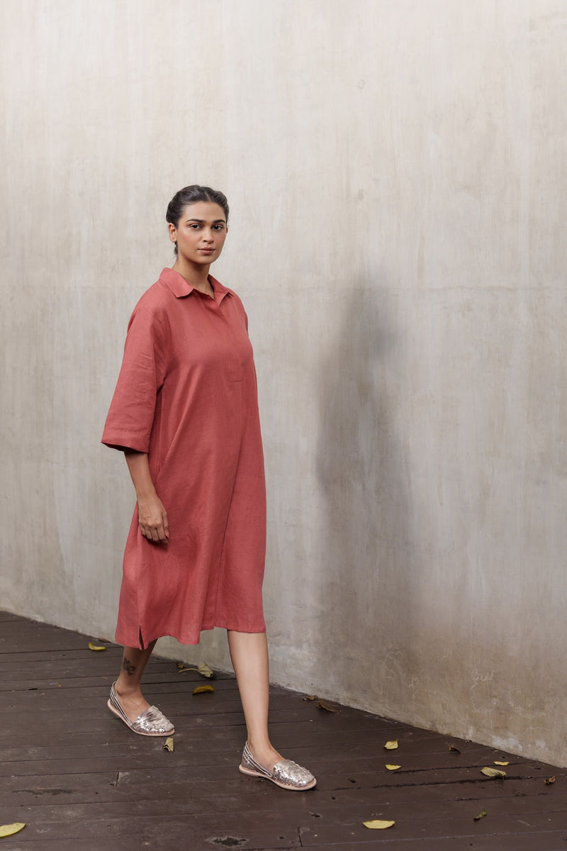 Seahorse Sienna-Dress linen by Zanzibar Living in orange, sienna for women Worldwide