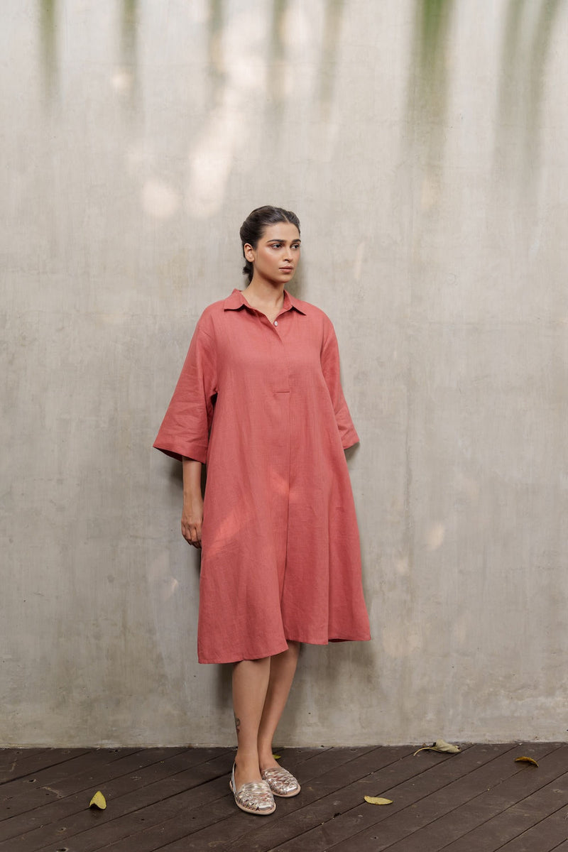 Seahorse Sienna-Dress linen by Zanzibar Living in orange, sienna for women Worldwide