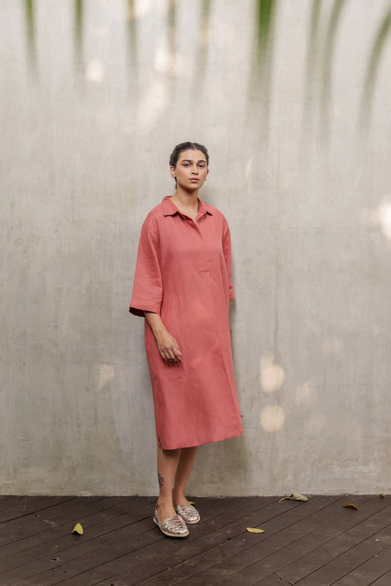Seahorse Sienna-Dress linen by Zanzibar Living in orange, sienna for women Worldwide