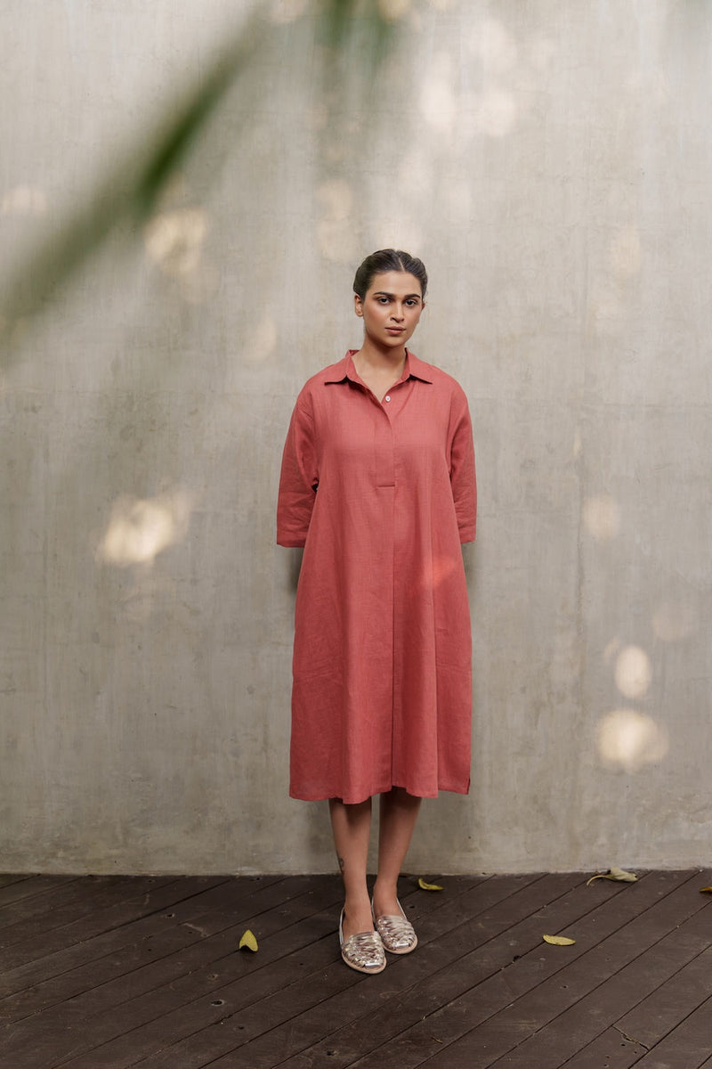 Seahorse Sienna-Dress linen by Zanzibar Living in orange, sienna for women Worldwide