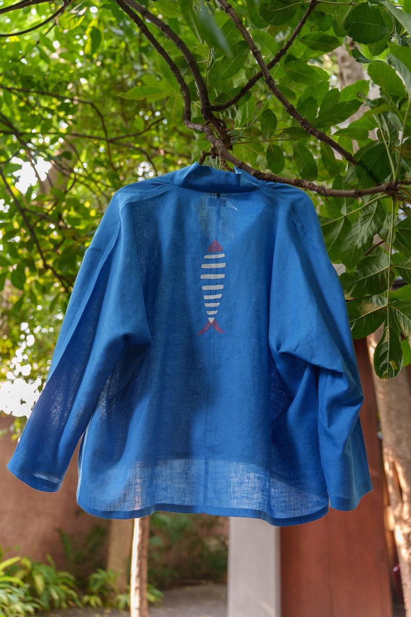 Ocean breeze Azzure-Shirt linen by Zanzibar Living in blue for women Worldwide