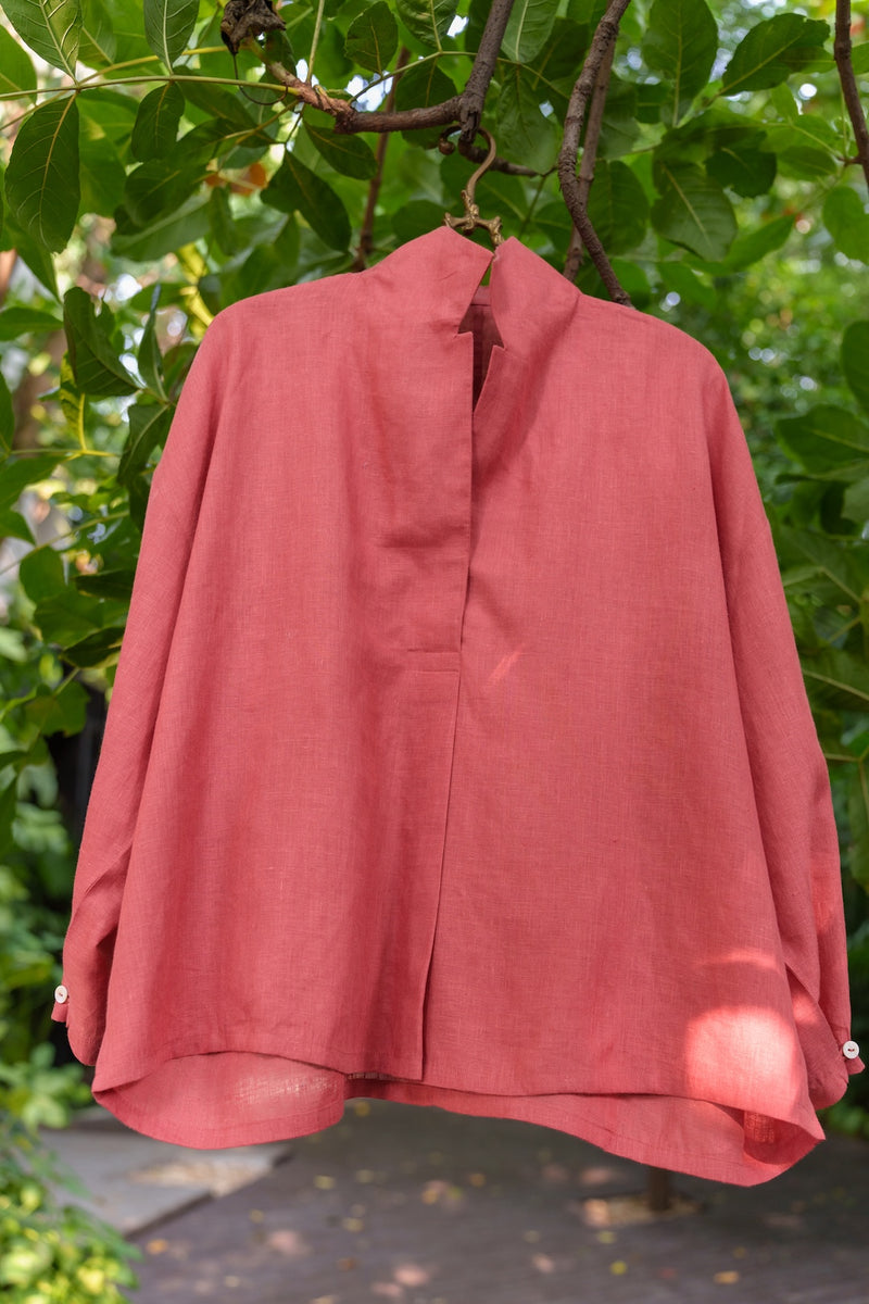 Ocean breeze Sienna-Shirt linen by Zanzibar Living in orange, sienna for women Worldwide