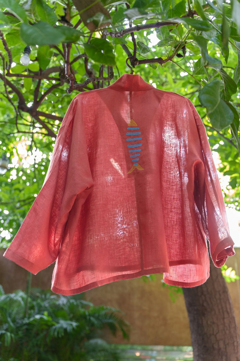 Ocean breeze Sienna-Shirt linen by Zanzibar Living in orange, sienna for women Worldwide