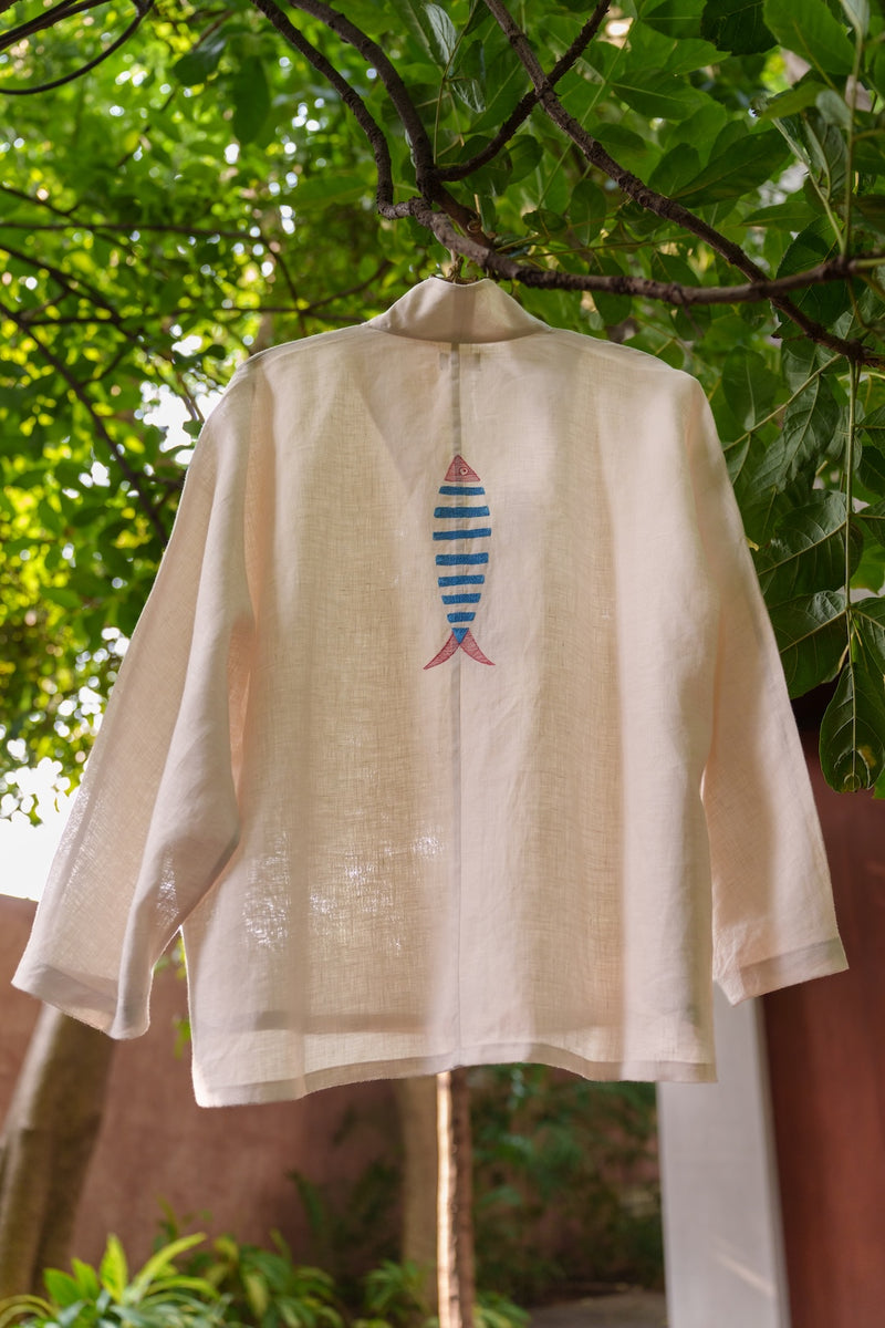 Ocean breeze Ivory-Shirt linen by Zanzibar Living in ivory for women Worldwide