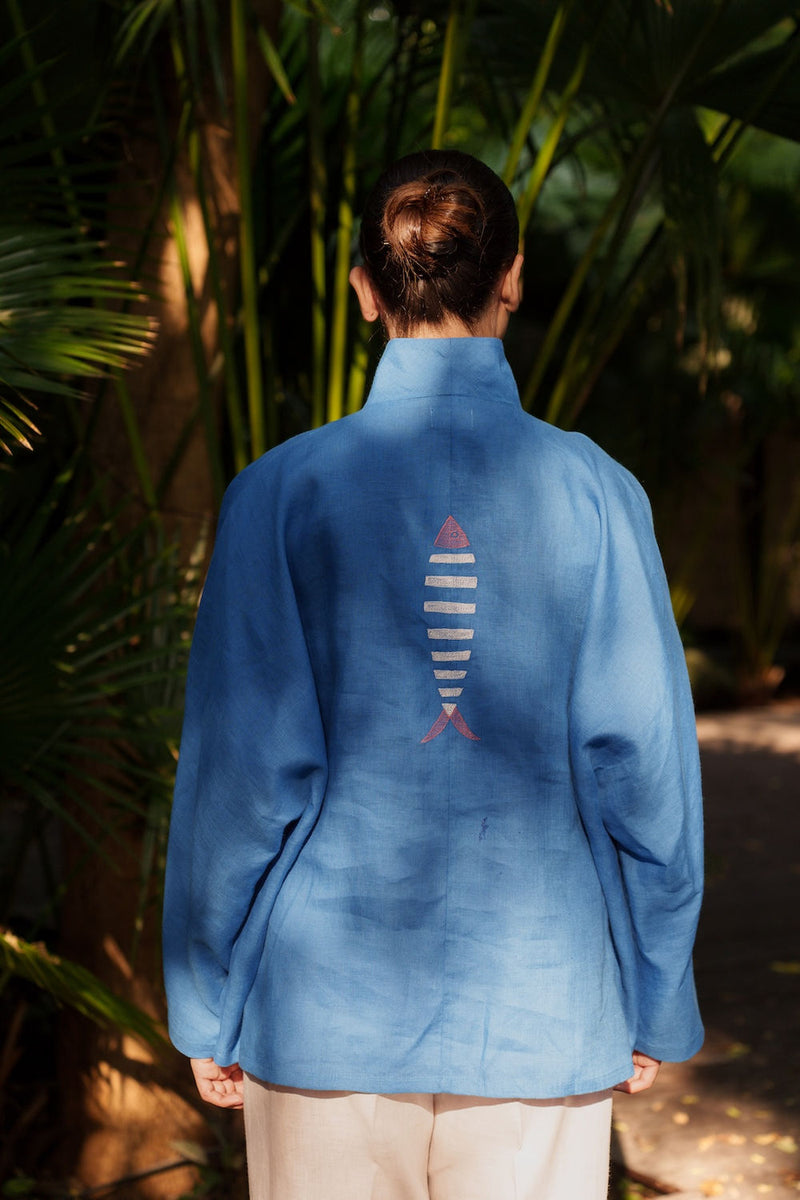 Ocean breeze Azzure-Shirt linen by Zanzibar Living in blue for women Worldwide