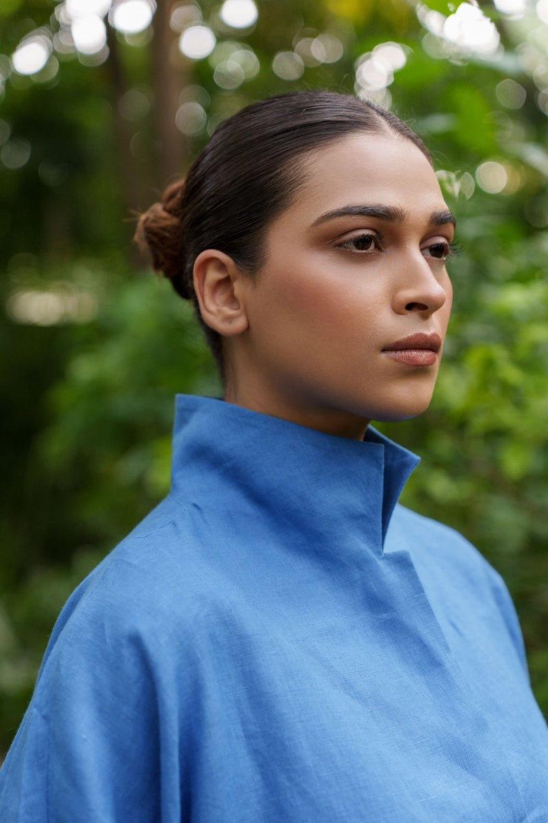 Ocean breeze Azzure-Shirt linen by Zanzibar Living in blue for women Worldwide
