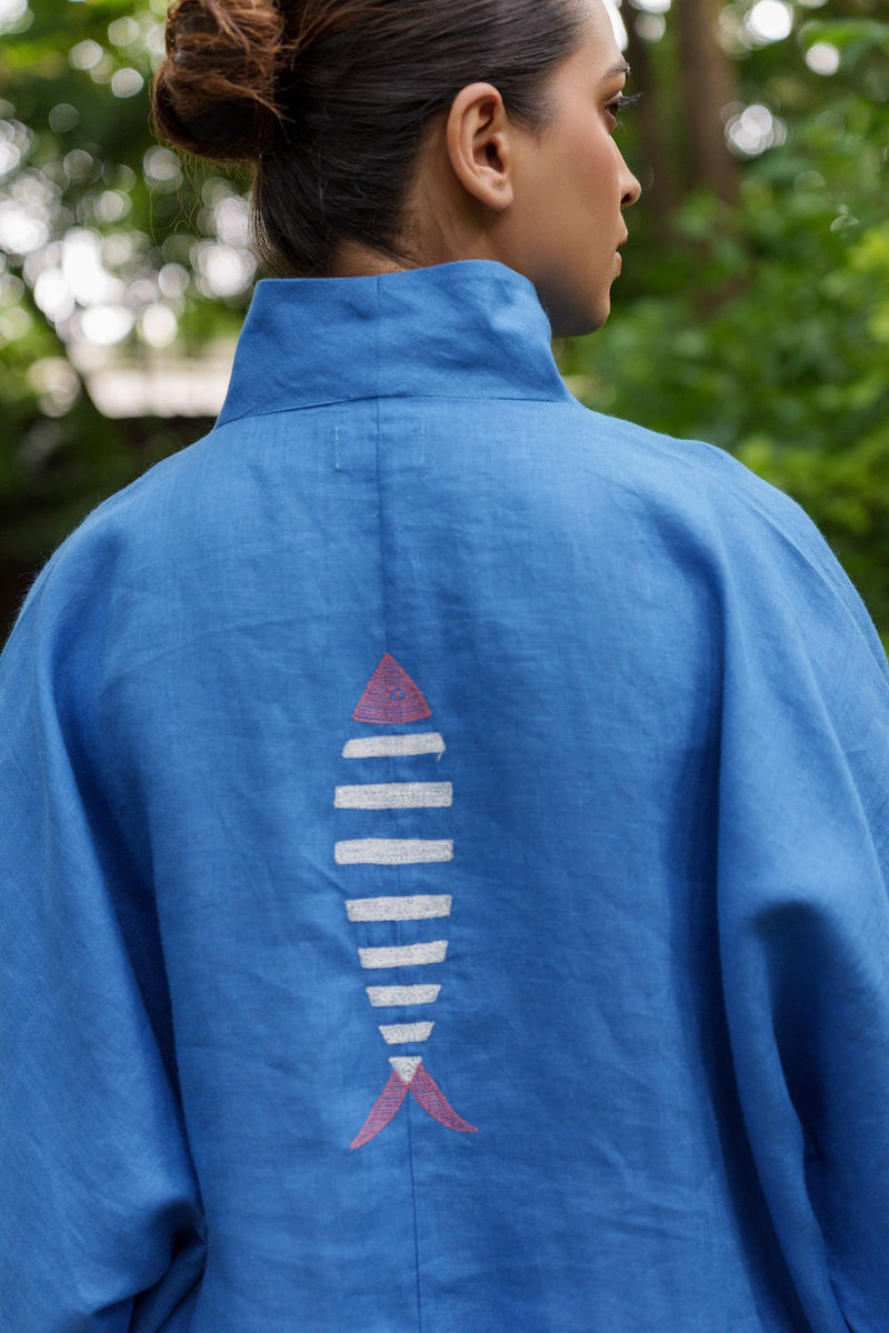 Ocean breeze Azzure-Shirt linen by Zanzibar Living in blue for women Worldwide