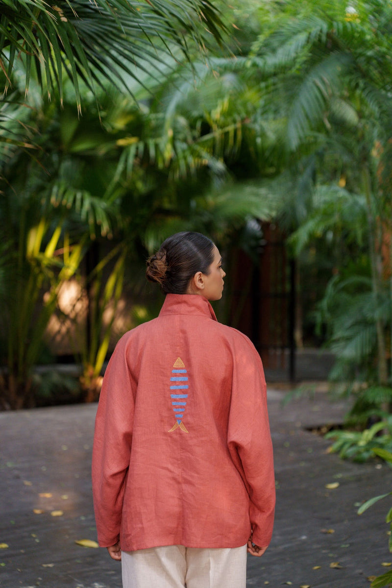 Ocean breeze Sienna-Shirt linen by Zanzibar Living in orange, sienna for women Worldwide