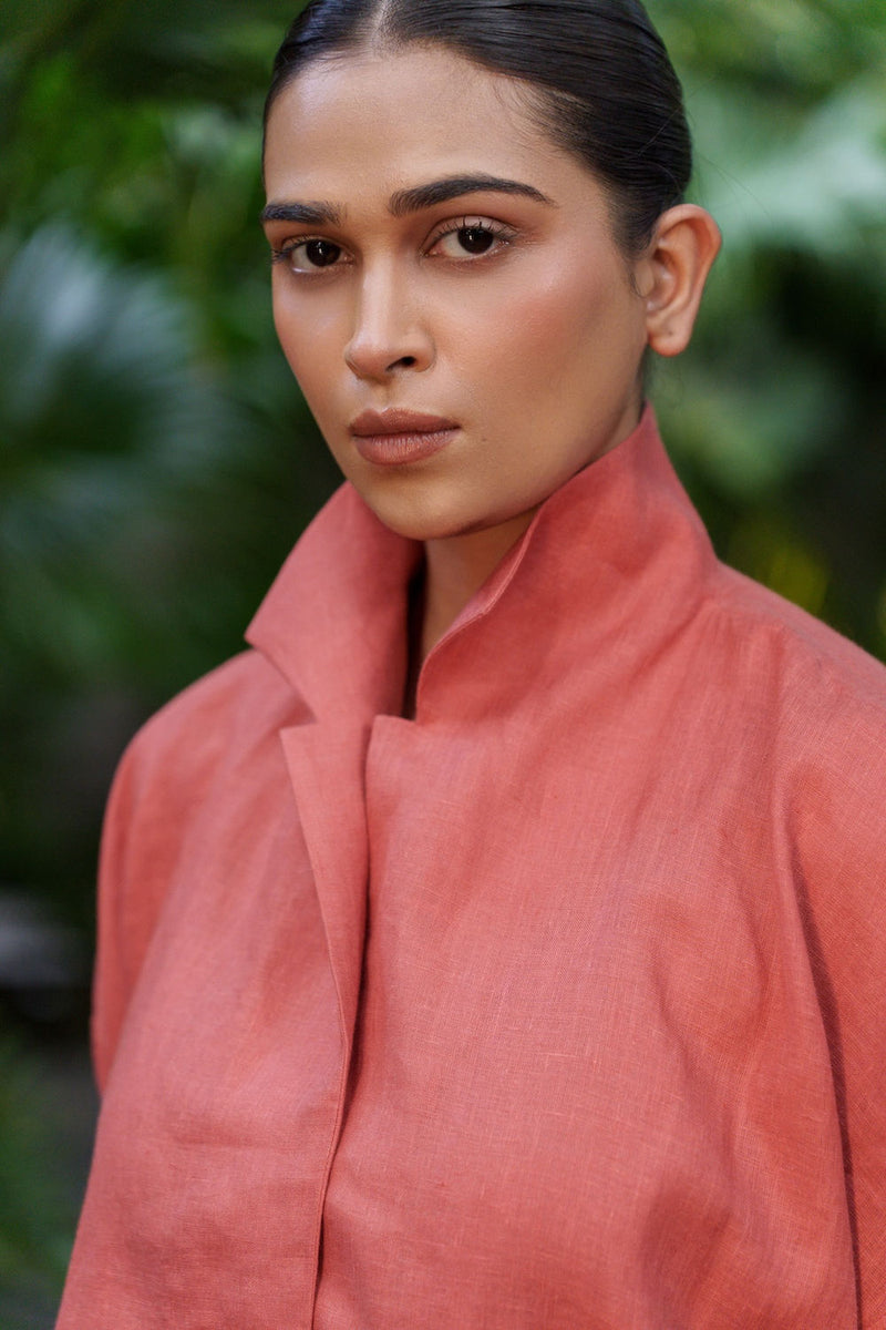Ocean breeze Sienna-Shirt linen by Zanzibar Living in orange, sienna for women Worldwide