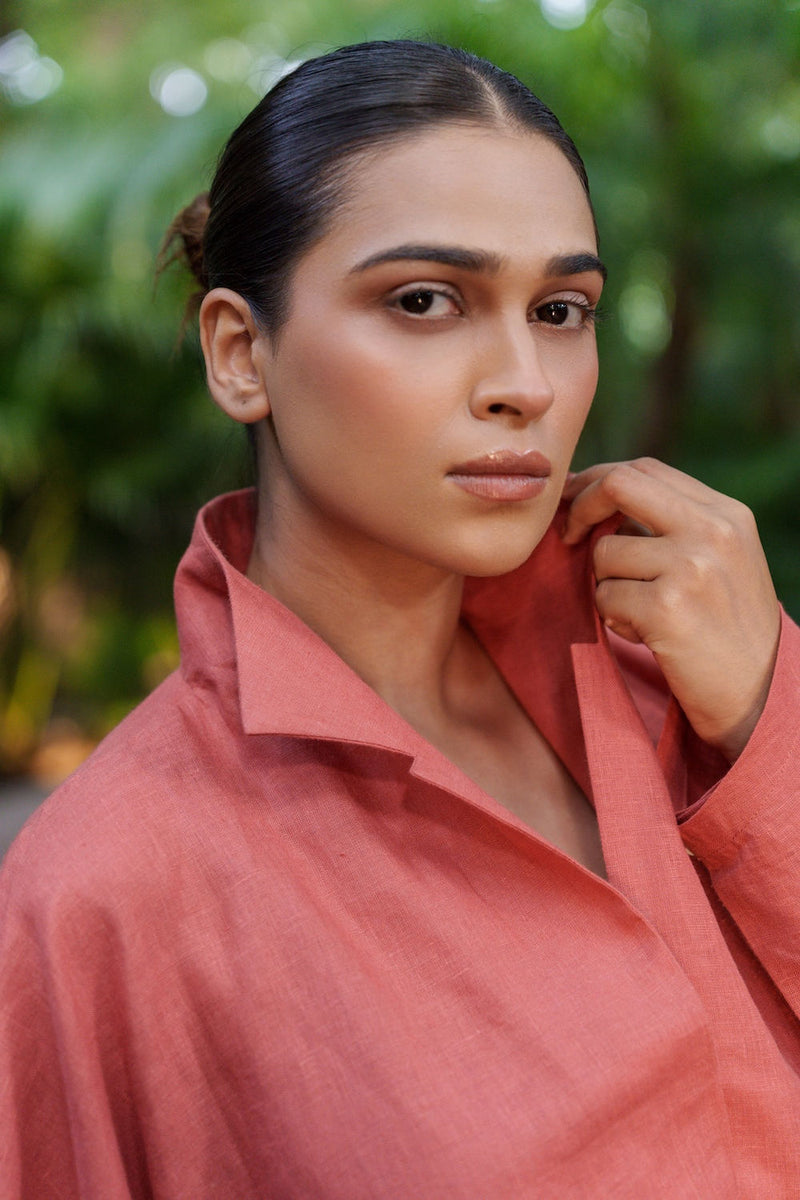 Ocean breeze Sienna-Shirt linen by Zanzibar Living in orange, sienna for women Worldwide