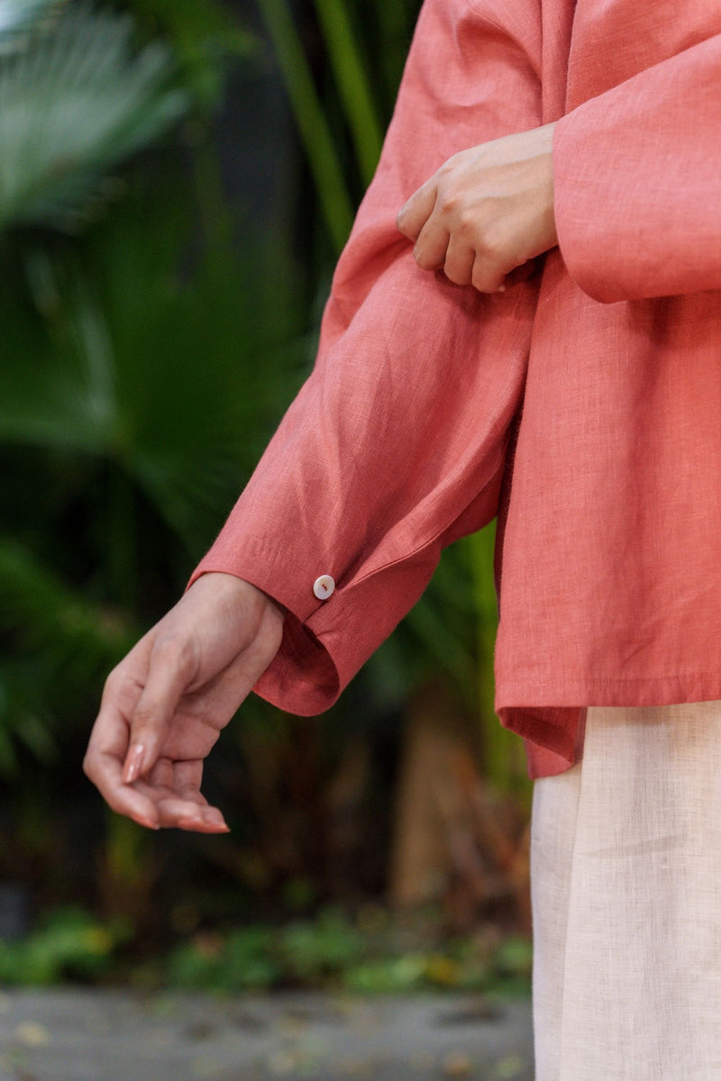 Ocean breeze Sienna-Shirt linen by Zanzibar Living in orange, sienna for women Worldwide