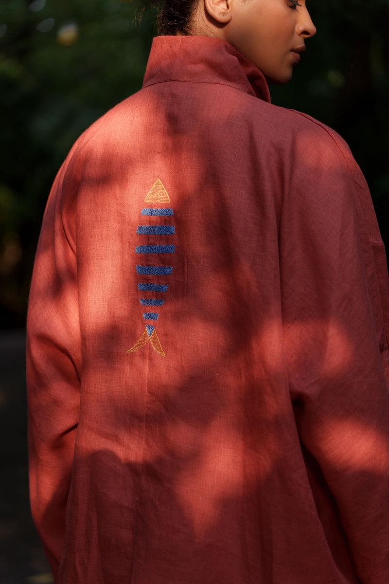Ocean breeze Sienna-Shirt linen by Zanzibar Living in orange, sienna for women Worldwide