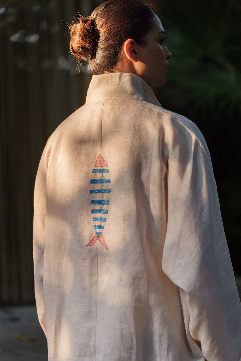 Ocean breeze Ivory-Shirt linen by Zanzibar Living in ivory for women Worldwide