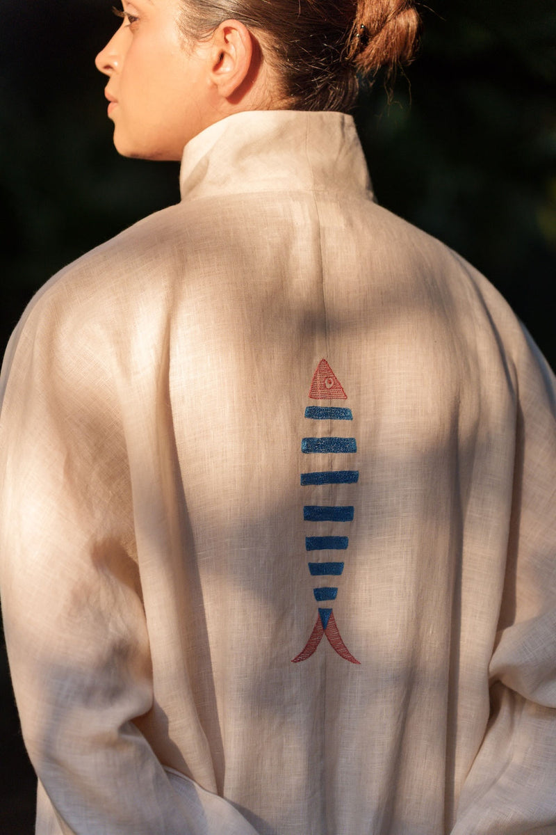 Ocean breeze Ivory-Shirt linen by Zanzibar Living in ivory for women Worldwide