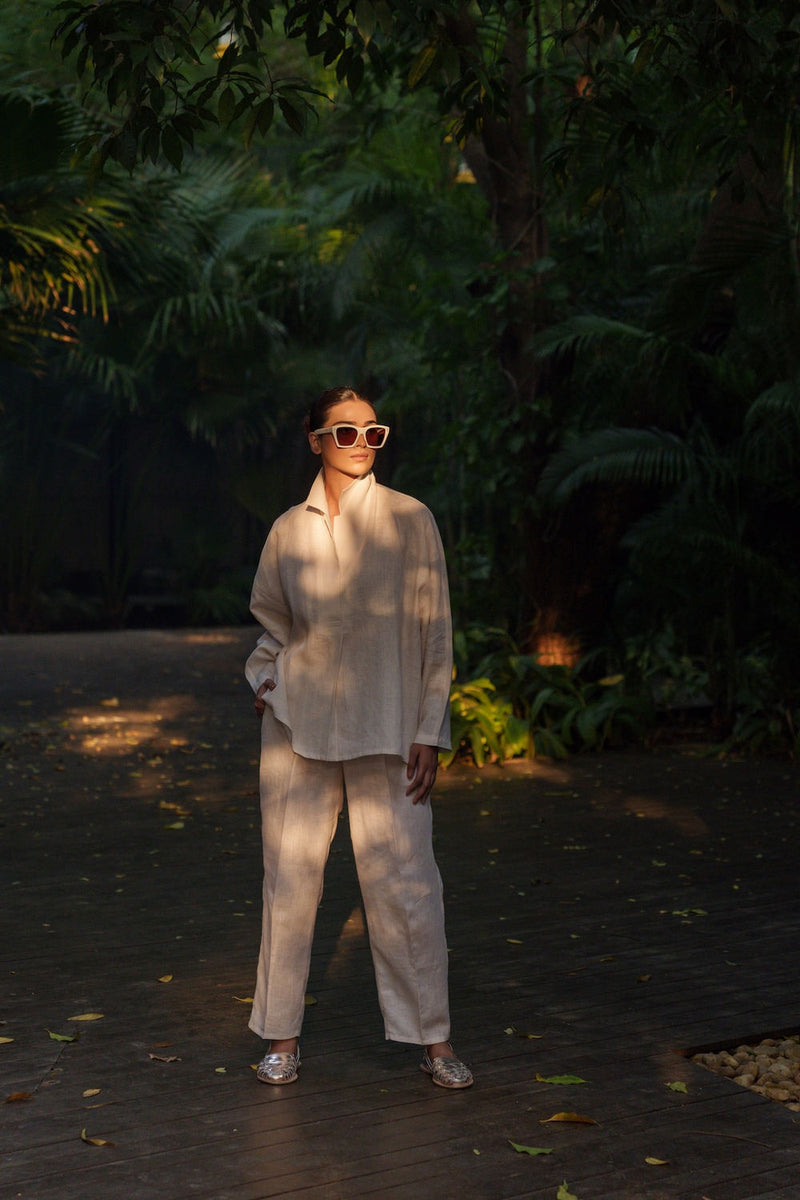 Ocean breeze Ivory-Shirt linen by Zanzibar Living in ivory for women Worldwide